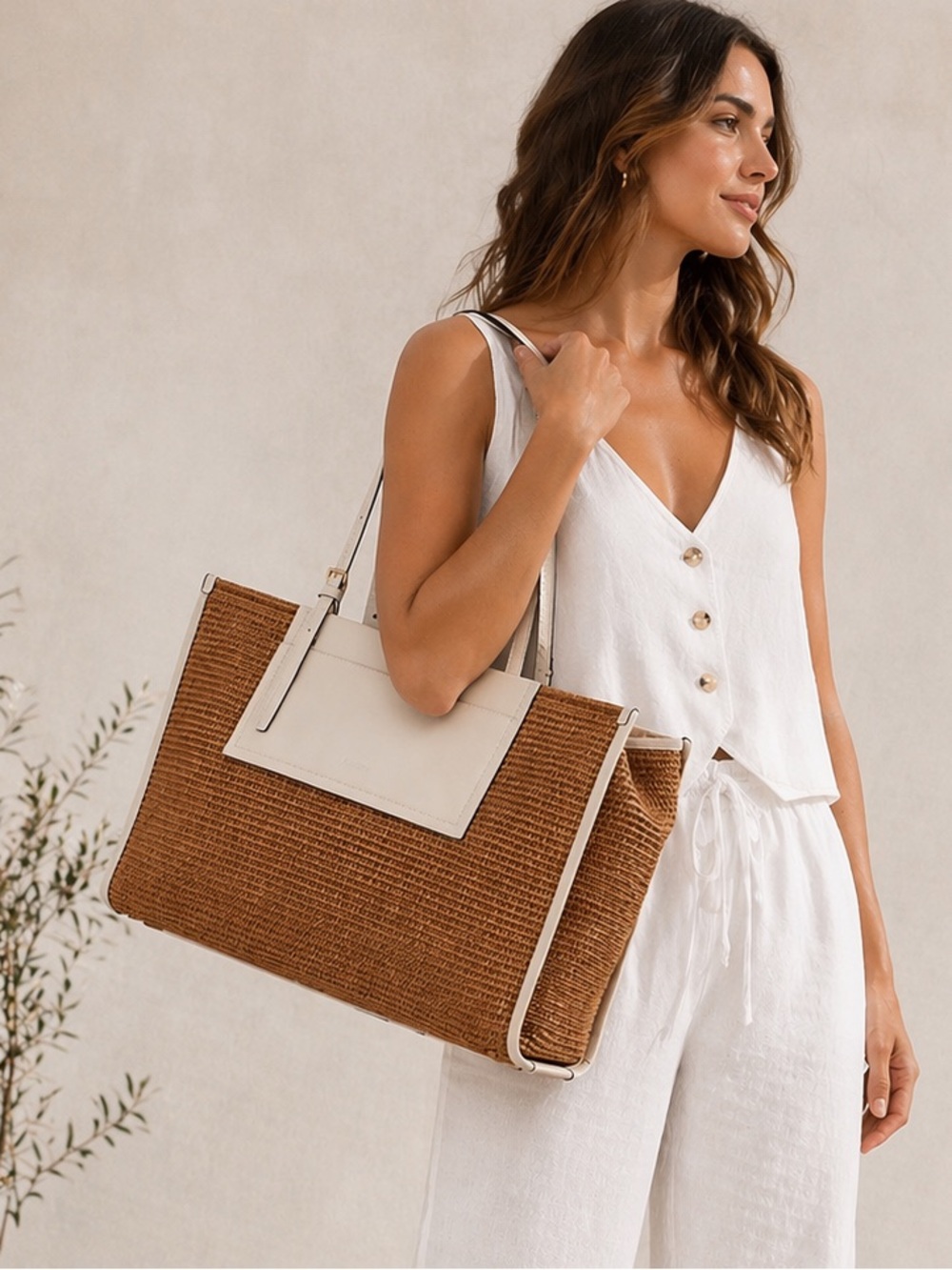RADLEY LONDON Radley The Large Burlington Raffia Tote in Medium Brown